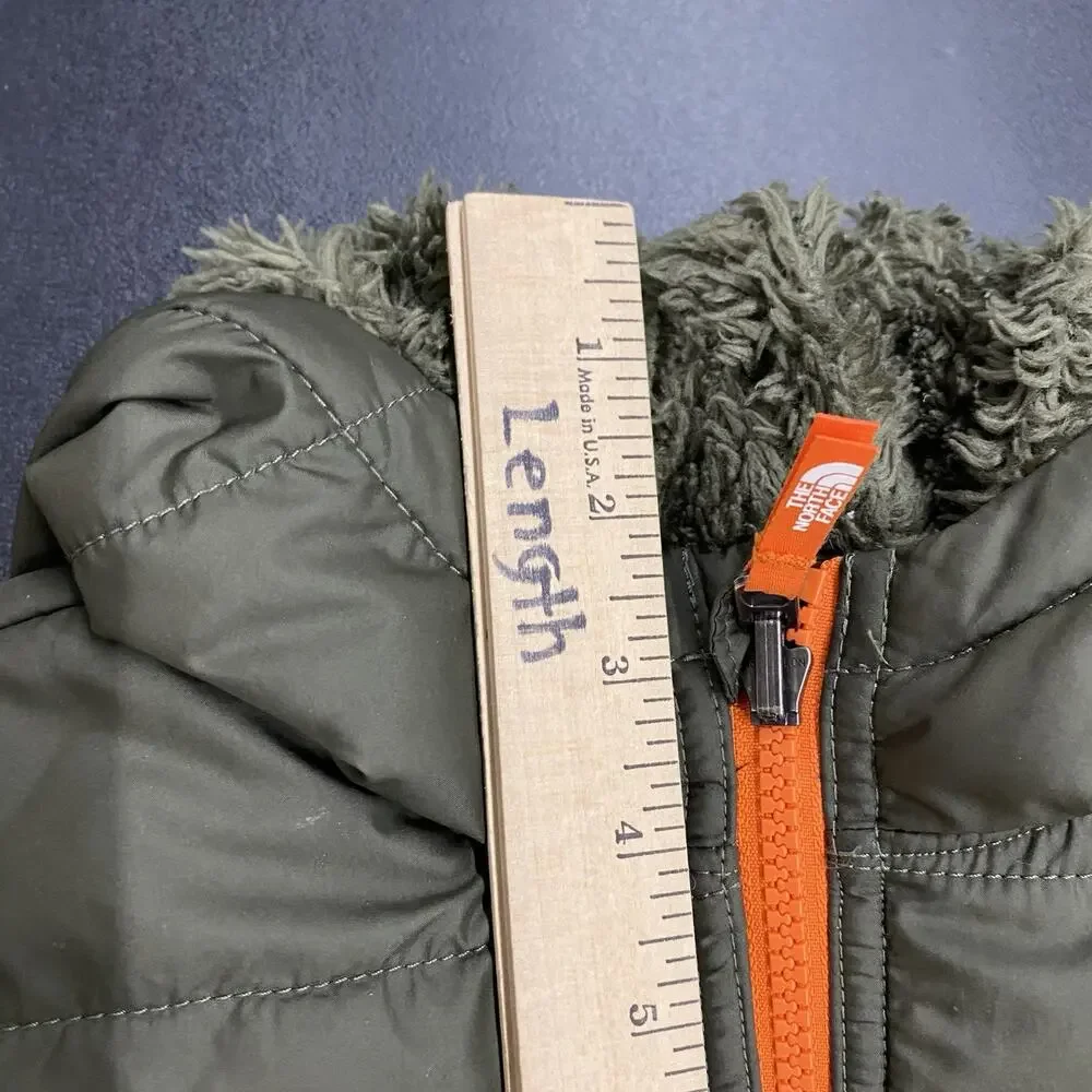 The North Face Toddler 4T Reversible Puffer Jacket Green Camo Fleece Insulated